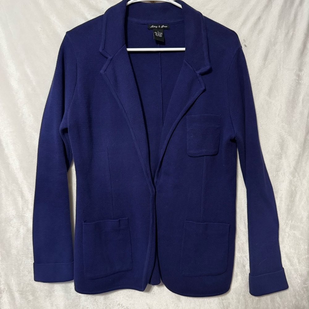 Audrey & Grace Blue 100% cotton blazer